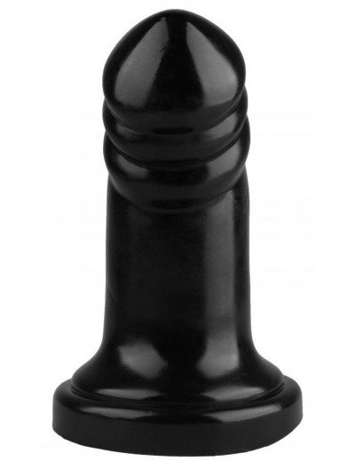 Черная реалистичная анальная втулка с широким основанием - 18,5 см.
