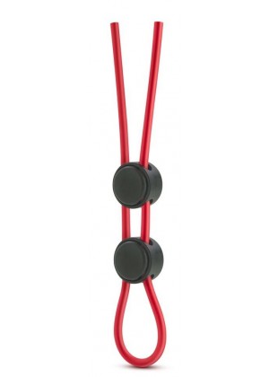 Красное силиконовое лассо на пенис с двумя утяжками Silicone Double Loop Cock Ring