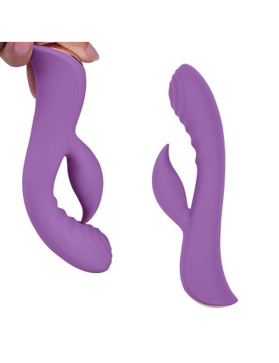 Фиолетовый вибромассажер-кролик 5  Silicone Ripple Passion - 19,1 см.