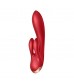Красный вибратор-кролик Double Flex с двумя клиторальными отростками - 20,1 см.