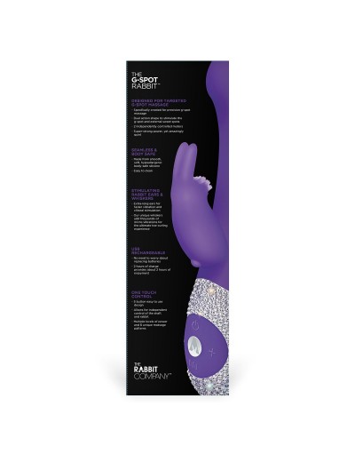 Фиолетовый вибромассажёр The G-spot Rabbit с украшенной стразами рукоятью - 22 см.
