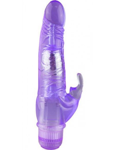 Фиолетовый вибратор Crystal Dildo Climbing Rabbit Vibe - 22 см.