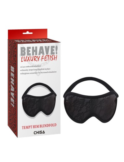 Черная плотная маска на глаза с кружевом Tempt Him Blindfold