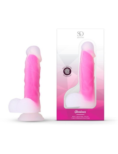 Ярко-розовый фаллоимитатор-реалистик So Divine Glorious Real skin feel pink dildo - 19 см.