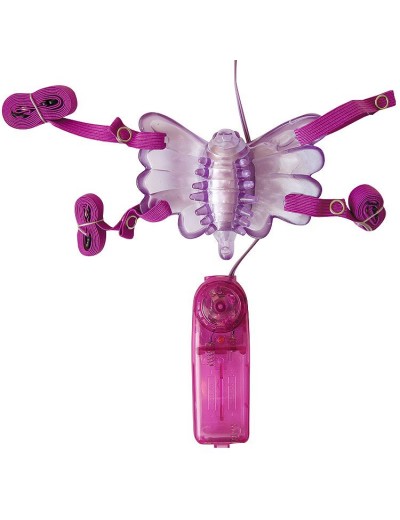 Фиолетовая вибробабочка на ремешках с пультом управления вибрацией