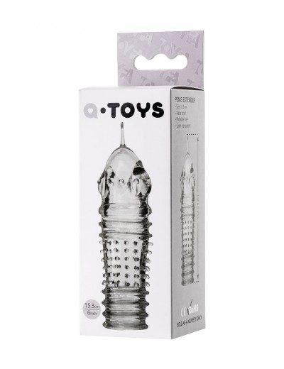 Прозрачная насадка на пенис TOYFA A-Toys с расширенной головкой - 15,3 см.