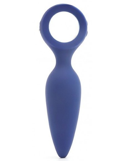Синяя вибропробка с кольцом Kiss Toy - 12 см.