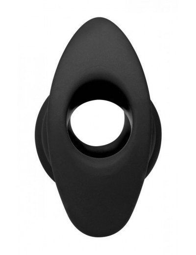 Большая черная анальная пробка Hive Ass Tunnel Silicone Ribbed Hollow Anal Plug Large - 9,65 см.