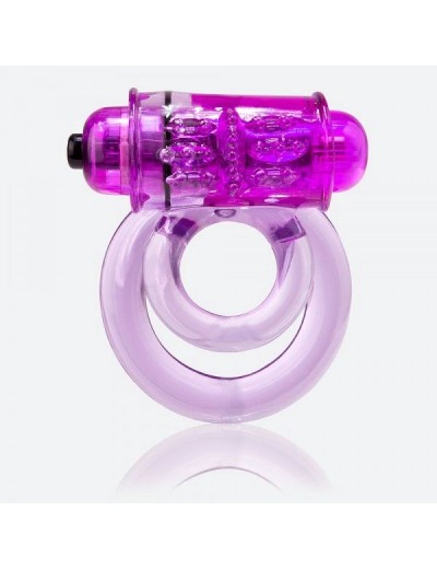 Фиолетовое двойное виброкольцо со стимулятором клитора Doubleo 6