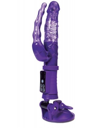 Фиолетовый анально-вагинальный вибратор на присоске A-toys