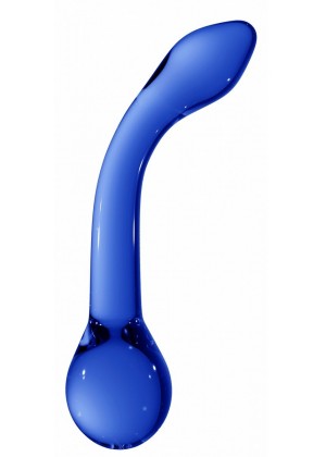 Синий стимулятор из стекла Chrystalino G-Rider - 18,3 см.