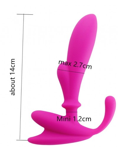 Розовый вибромассажёр простаты с выносным пультом Anal Pleasure 2 - 14 см.