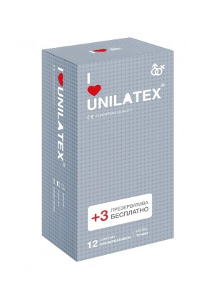 Презервативы с точками Unilatex Dotted - 12 шт. + 3 шт. в подарок