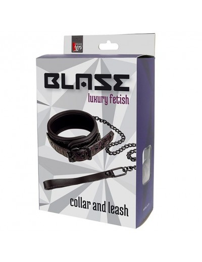 Фиолетово-чёрный ошейник с поводком BLAZE COLLAR AND LEASH PURPLE