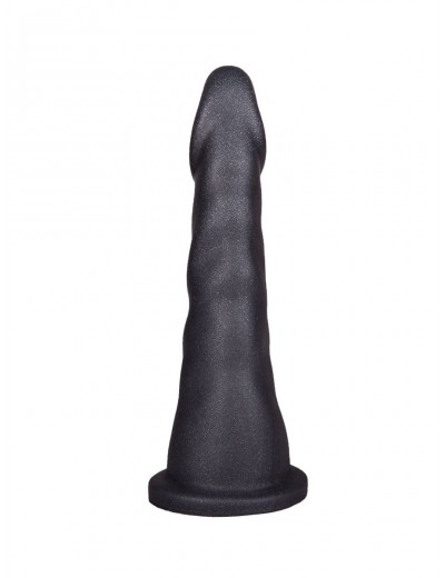 Женский страпон с чёрной насадкой и вагинальной пробкой - 18,5 см.
