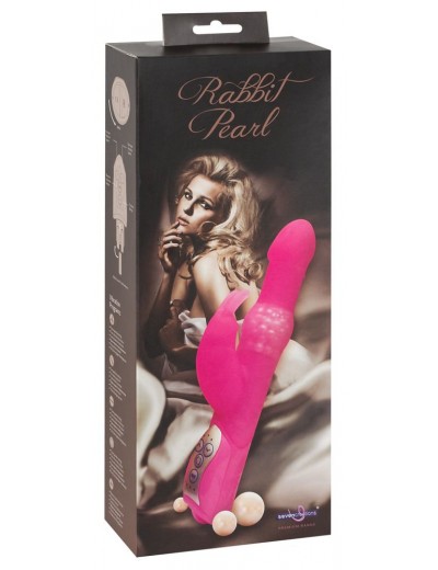 Розовый вибромассажёр с клиторальным отростком Rabbit Pearl - 26,5 см.