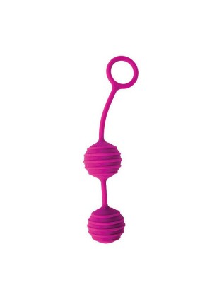 Ярко-розовые вагинальные шарики с ребрышками Cosmo