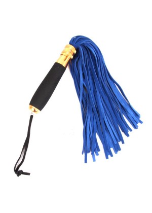 Синяя многохвостовая плеть с черной ручкой - 40 см.