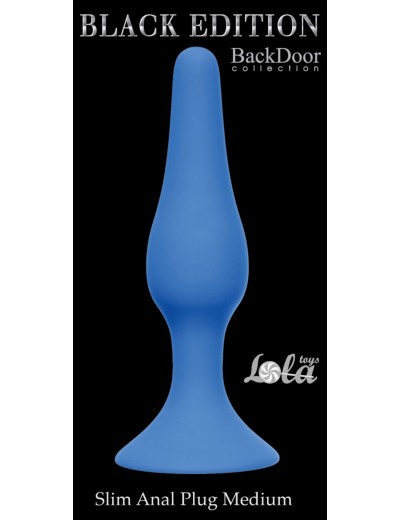 Синяя анальная пробка Slim Anal Plug Medium - 11,5 см.