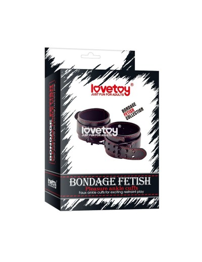 Черные поножи Bondage Fetish Pleasure Ankle cuffs с контрастной строчкой