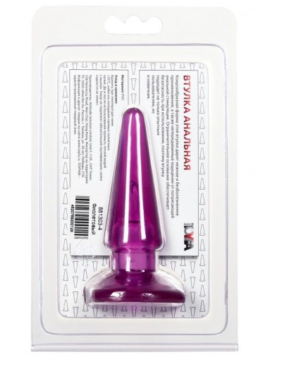 Фиолетовая анальная пробка BUTT PLUG - 9,5 см.