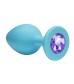 Малая голубая анальная пробка Emotions Cutie Small с фиолетовым кристаллом - 7,5 см.