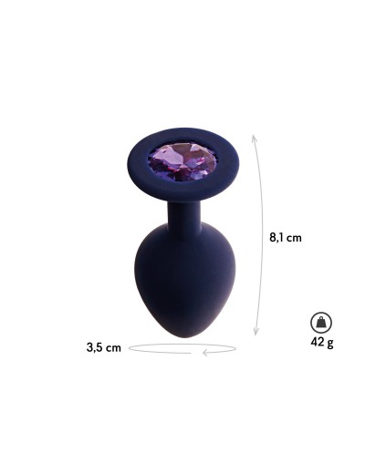 Черничная анальная пробка с фиолетовым кристаллом Gamma M - 8,1 см.