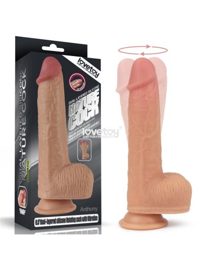 Телесный реалистичный вибратор-ротатор 8.5 Dual layered Silicone Rotating Nature Cock Anthony - 21,5 см.