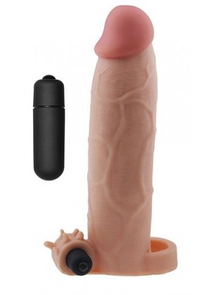 Телесная насадка на пенис с вибропулей - 20 см.