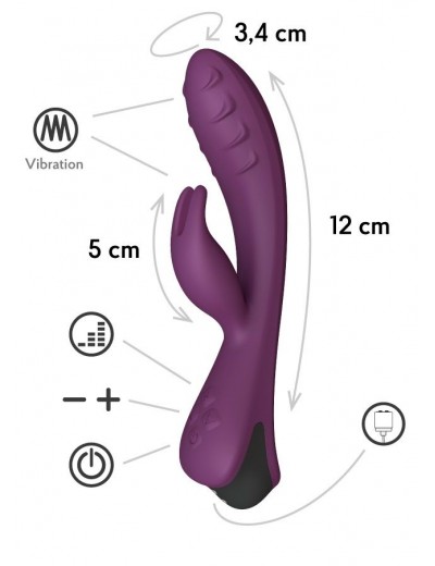 Фиолетовый вибратор-кролик Lepus с ребрышками