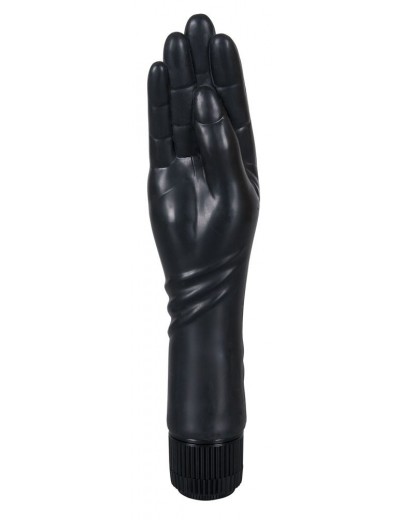 Чёрный вибромассажер-рука для фистинга - 25 см.