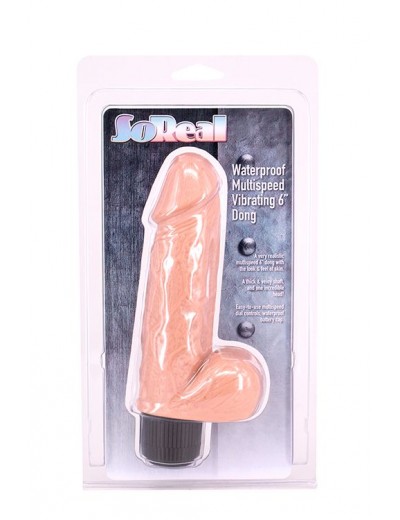 Телесный вибратор SO REAL MULTISPEED VIBRATING 6INCH DONG - 15 см.