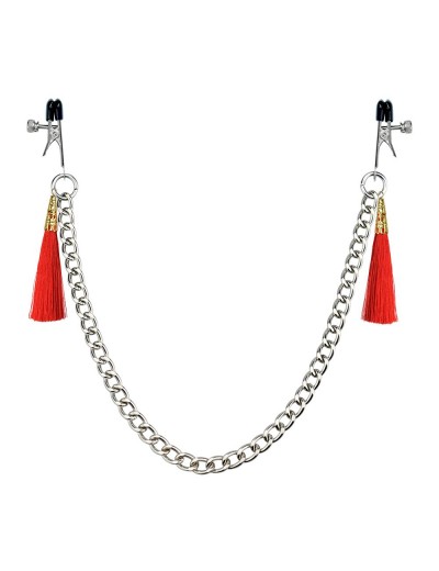 Зажимы на соски с красными кистями Tassel Nipple Clamp With Chain