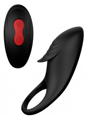 Черное эрекционное виброкольцо Remote Cockring