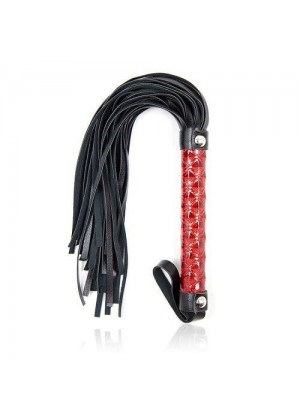 Многохвостовая черная плеть с красной ручкой - 40 см.