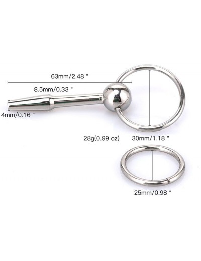 Конусообразный уретральный металлический стимулятор с ограничителем-кольцом