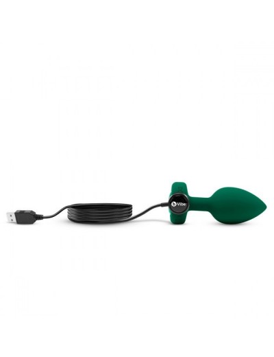 Зеленая анальная вибровтулка с кристаллом Vibrating Jewel Plug M/L - 10,5 см.