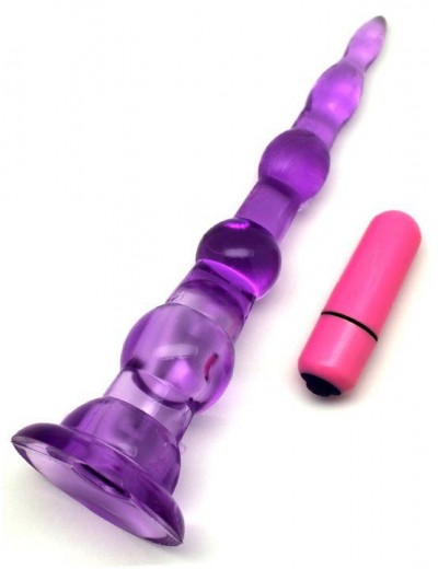 Фиолетовый анальный конус с вибропулькой - 17 см.