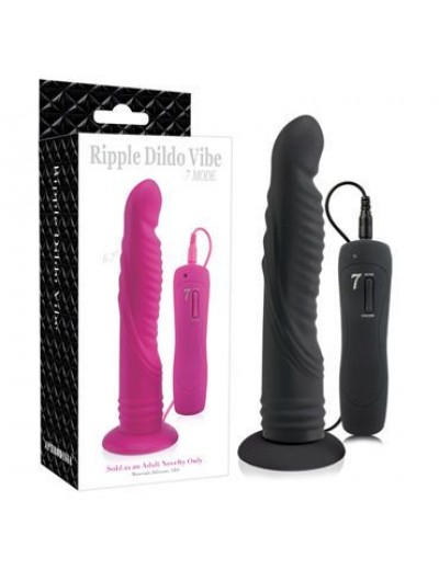 Черный вибромассажер Ripple Dildo Vibe 5.5 - 14 см.