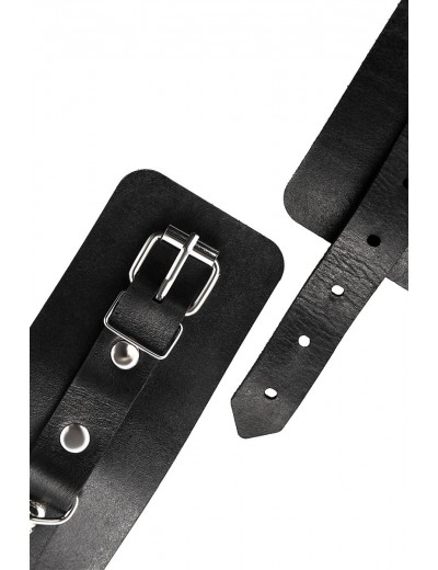 Черные однослойные кожаные наручники