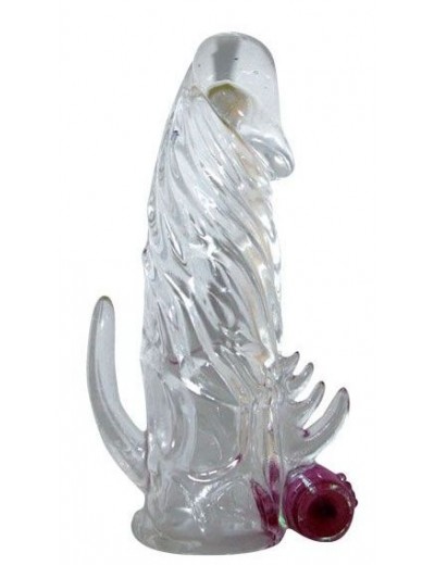 Закрытая прозрачная вибронасадка на пенис Crystal Sleeve Vibe - 12 см.