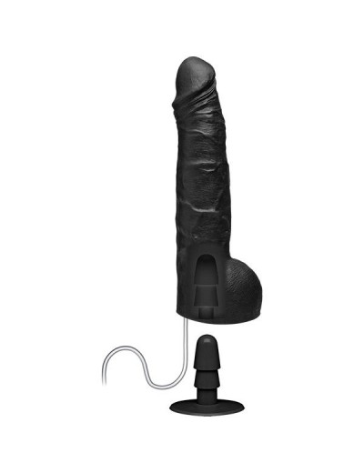 Черный фаллоимитатор с имитацией эякуляции Wet Works 10 Dual Density ULTRASKYN Squirting Cumplay Cock - 26,7 см.