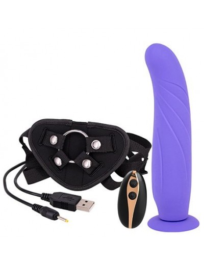 Фиолетовый вибрострапон 9INCH VIBRATION DILDO STRAP-ON - 24 см.