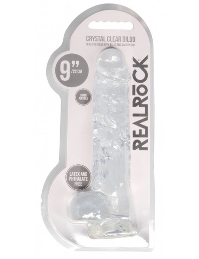 Прозрачный фаллоимитатор Realrock Crystal Clear 9 inch - 25 см.