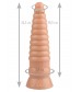 Телесный конический рельефный анальный фаллоимитатор - 22,5 см.