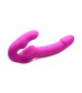 Розовый безремневой страпон с вибрацией Evoke Rechargeable Vibrating Strap On - 24,7 см.