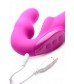 Розовый безремневой страпон с вибрацией Evoke Rechargeable Vibrating Strap On - 24,7 см.