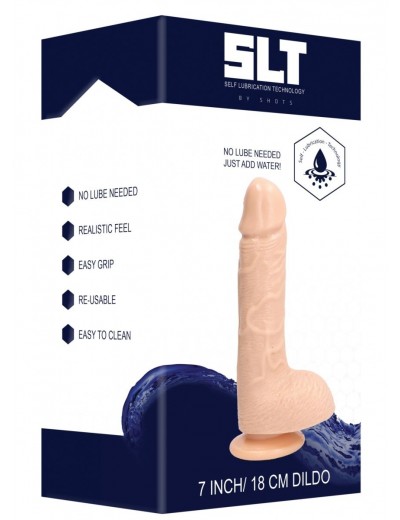 Телесный реалистичный фаллоимитатор Self Lubrication Dong 7 Inch - 21,7 см.