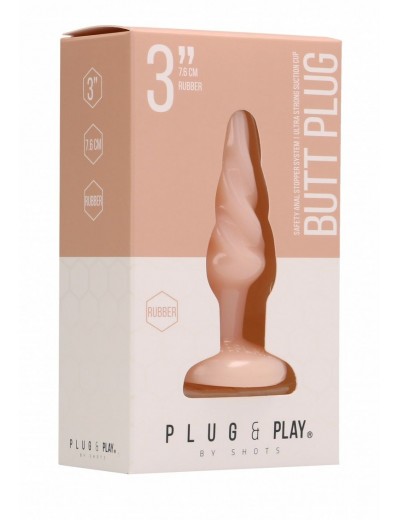 Телесная анальная пробка Butt Plug Rounded 3 Inch - 7,6 см.