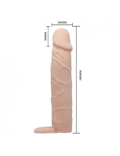 Насадка на пенис с кольцом для мошонки - 18 см.